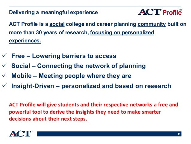 act profile college and career planning goes social act profile