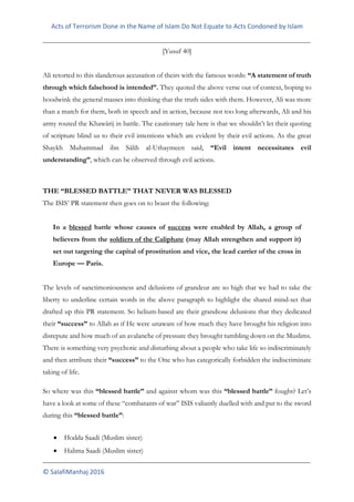 Acts Of Terrorism Done In The Name Of Islam Do Not Equate To Acts Con