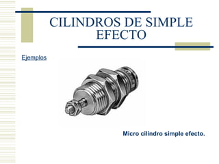 CILINDROS DE SIMPLE EFECTO Ejemplos Micro cilindro simple efecto.  