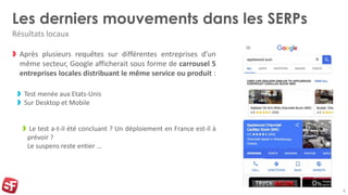 Les derniers mouvements dans les SERPs
Après plusieurs requêtes sur différentes entreprises d’un
même secteur, Google affi...