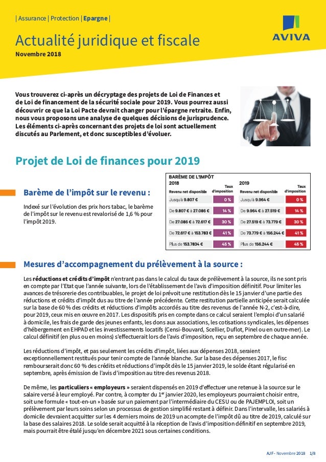 Actualite Juridique Fiscale Aviva Novembre 2018