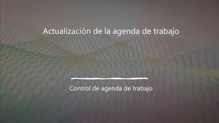 Actualización de la agenda de trabajo
Control de agenda de trabajo
 