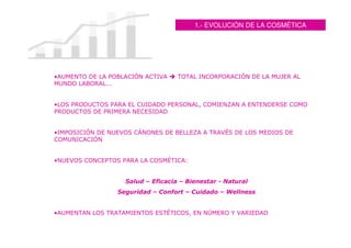 1.- EVOLUCIÓN DE LA COSMÉTICA




"       #                                     $
    #


"                        %       &



"           '   #       &



"                   (




"                   %        )   *
 