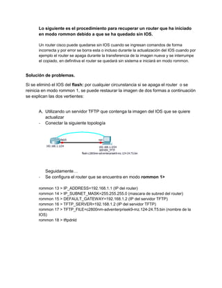 Actualizacion y recuperación de un router cisco | PDF