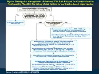 Figure. Strategy for Management of Patients With Risk Factors for Contrast-Induced
Nephropathy *See Box for listing of risk factors for contrast-induced nephropathy.
Pannu, N. et al. JAMA 2006;295:2765-2779
 