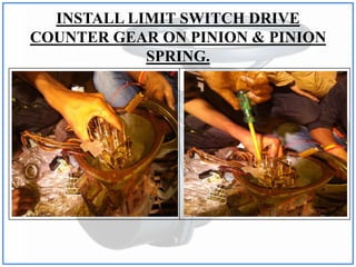 INSTALL LIMIT SWITCH DRIVE
COUNTER GEAR ON PINION & PINION
SPRING.
 