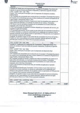 Actulizacion tarifaria