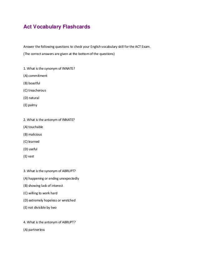 Act Vocabulary Flashcards