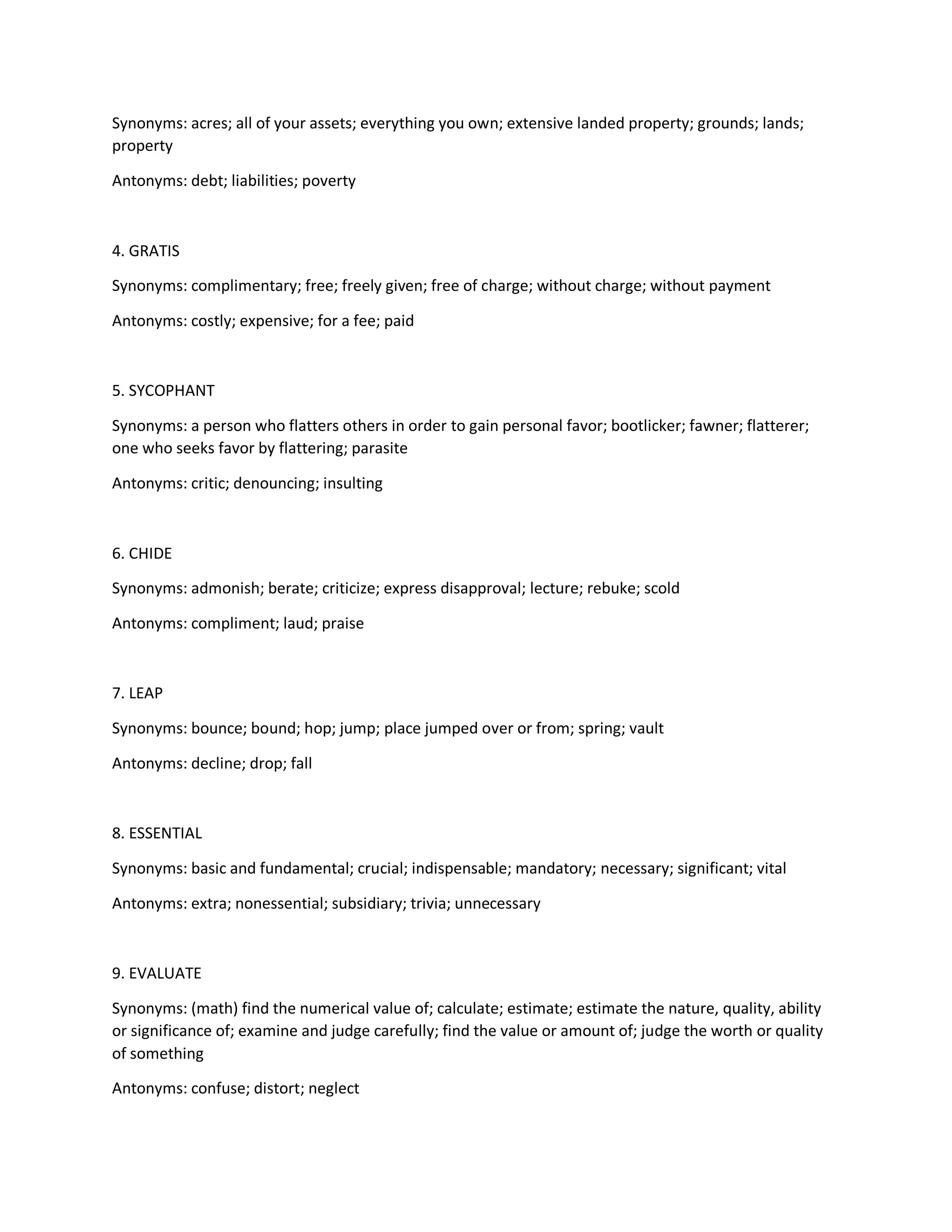 Act Vocabulary Words PDF Act vocabulary words pdf