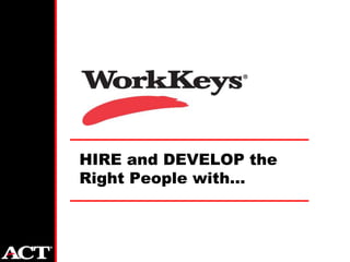 HIRE and DEVELOP the
Right People with…
 
