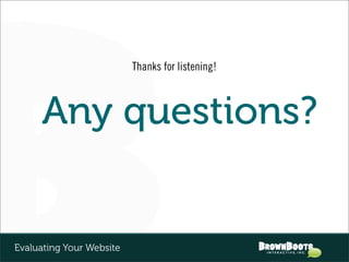 Thanks for listening!



     Any questions?


Evaluating Your Website
 