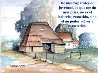 De mis disparates de juventud, lo que me da más pena, no es el haberlos cometido, sino el no poder volver a cometerlos. 