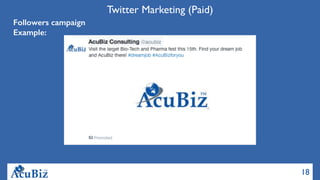 18
Twitter Marketing (Paid)
Followers campaign
Example:
 
