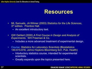 Resources
• ML Samuels, JA Witmer (2003) Statistics for the Life Sciences,
3rd edition. Prentice Hall.
– An excellent intr...