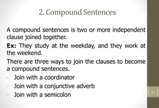 Kinds of sentence structure | PPTX