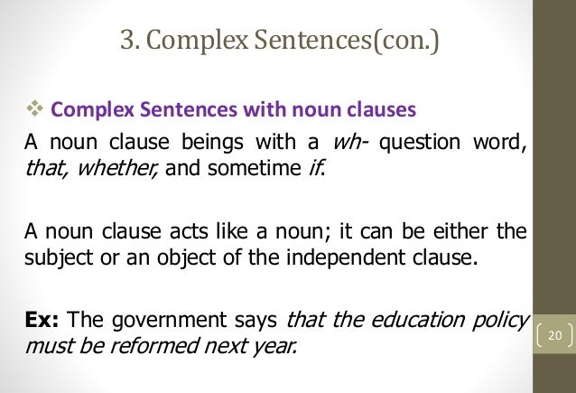 Kinds of sentence structure