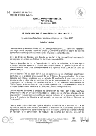Acuerdo 006 del 19 de marzo de 2014