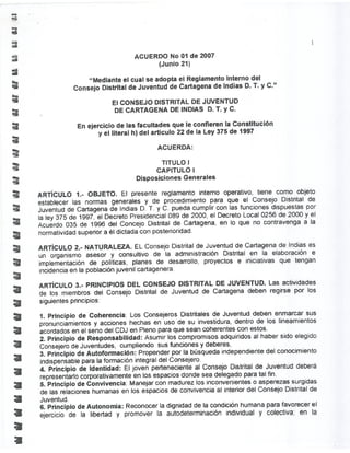Reglamento Interno del Consejo Distrital de Juventud Cartagena