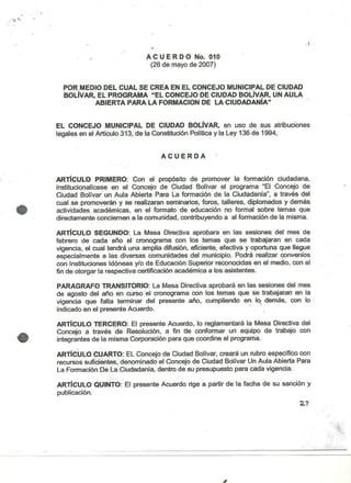 Acuerdo 010 2007