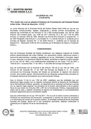 Acuerdo 010 del 14 de mayo de 2014