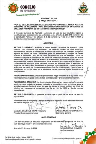 Acuerdo 011 de 2014