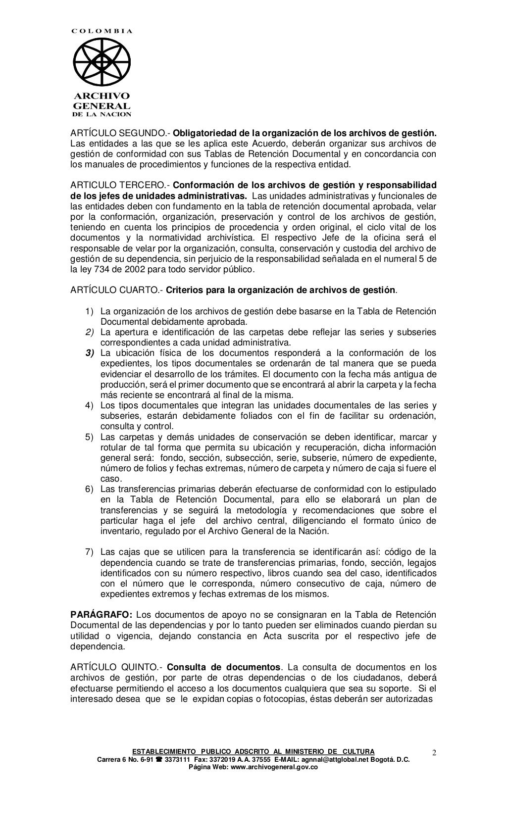 Acuerdo 042 02 organización ag