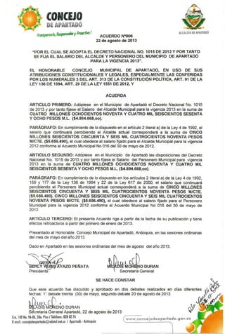 Acuerdo 06 DE 2013