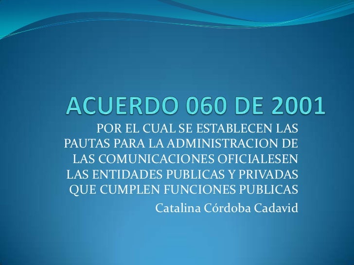 Acuerdo 060 de 2001