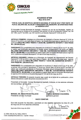 Acuerdo 08 de 2014
