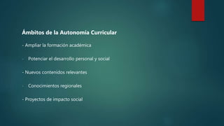 Ámbitos de la Autonomía Curricular
- Ampliar la formación académica
- Potenciar el desarrollo personal y social
- Nuevos c...