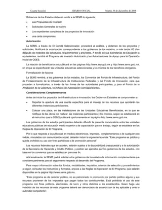 acuerdo 478, reglas de operación del programa de infraestructura