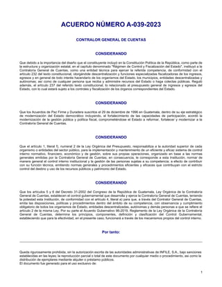 ACUERDO A-039-2023 NORMAS GENERALES Y TECNICAS DE CONTROL INTERNO ...