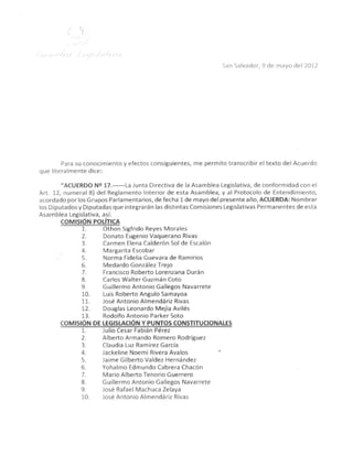 Acuerdo comisiones 2012