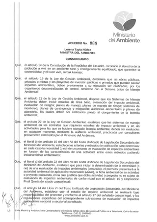 Acuerdo Ministerial 069.- Instructivo para la Calificación y Registro de Consultores