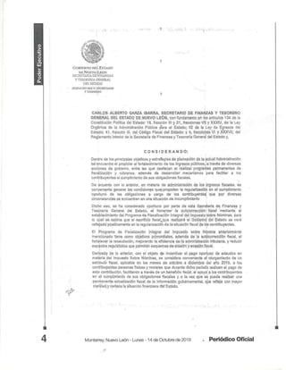 Acuerdo de facilidades (impuesto sobre nominas 2019 ) Nuevo León