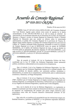 acuerdo del consejo regional de lima provincias 2015