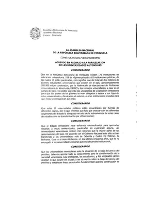 Acuerdo firmado por la AN 03/11/15 #crisisUnive