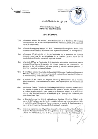Acuerdo ministerial 6987 - Ministerio Interior