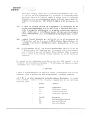 Acuerdo ministerial No. mdt 2018-0001