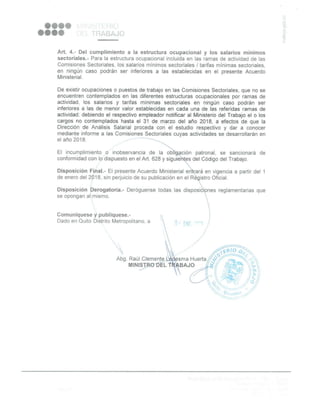 Acuerdo ministerial No. mdt 2018-0001