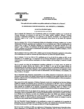 CONSEJO MUNICIPAL DE LA CHORRERA / PANAMÁ Acuerdo N° 03 (De martes 23 de febrero de 2016) POR MEDIO DEL CUAL SE ESTABLECE UNA POLÍTICA AMBIENTAL EN EL DISTRITO DE LA CHORRERA.