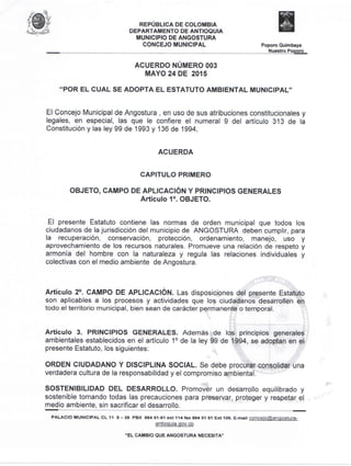 Acuerdo número 003 del 24 de mayo de 2015