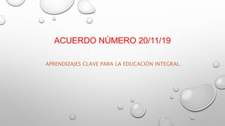 ACUERDO NÚMERO 20/11/19
APRENDIZAJES CLAVE PARA LA EDUCACIÓN INTEGRAL.
 