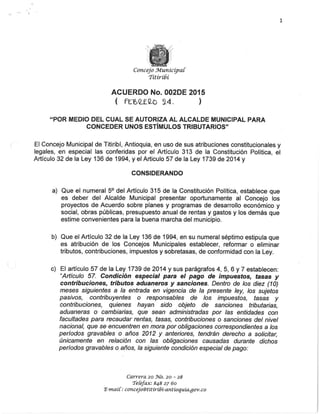 Acuerdo no. 002 de 2015