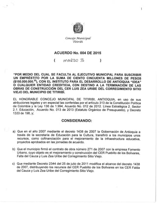 Acuerdo no. 004 de 2015