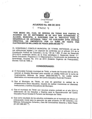 Acuerdo no. 006 de 2015