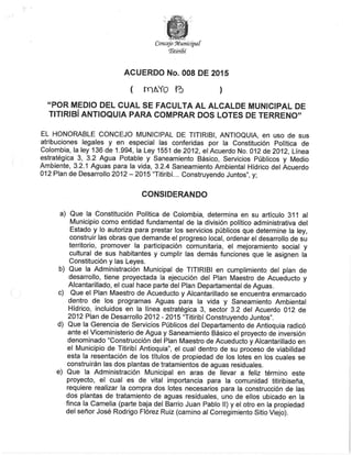 Acuerdo no. 008 de 2015