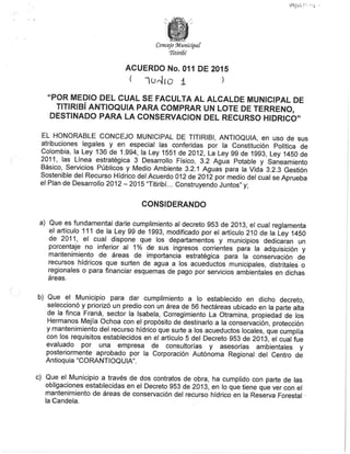 Acuerdo no. 011 de 2015