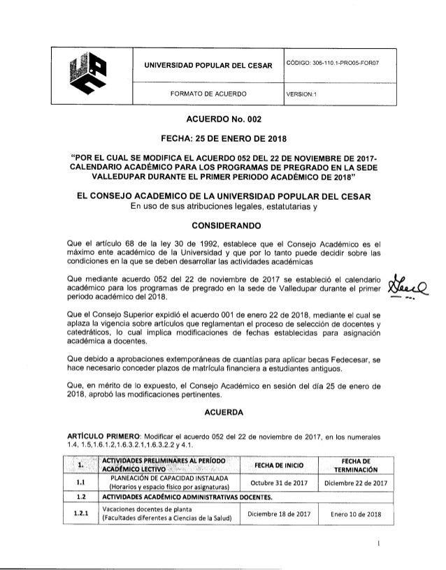 Calendario Academico Upc 2018 1 calendario upc