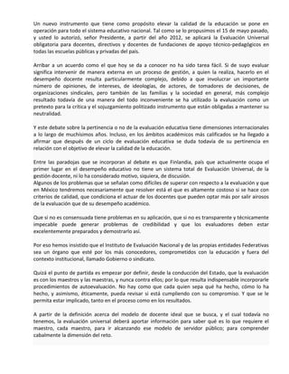 Acuerdo para la evaluación universal de docentes | PDF